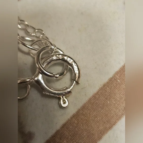 Sterling silver 925 howlite beaded ball ankle bracelet - Picture 3 of 5